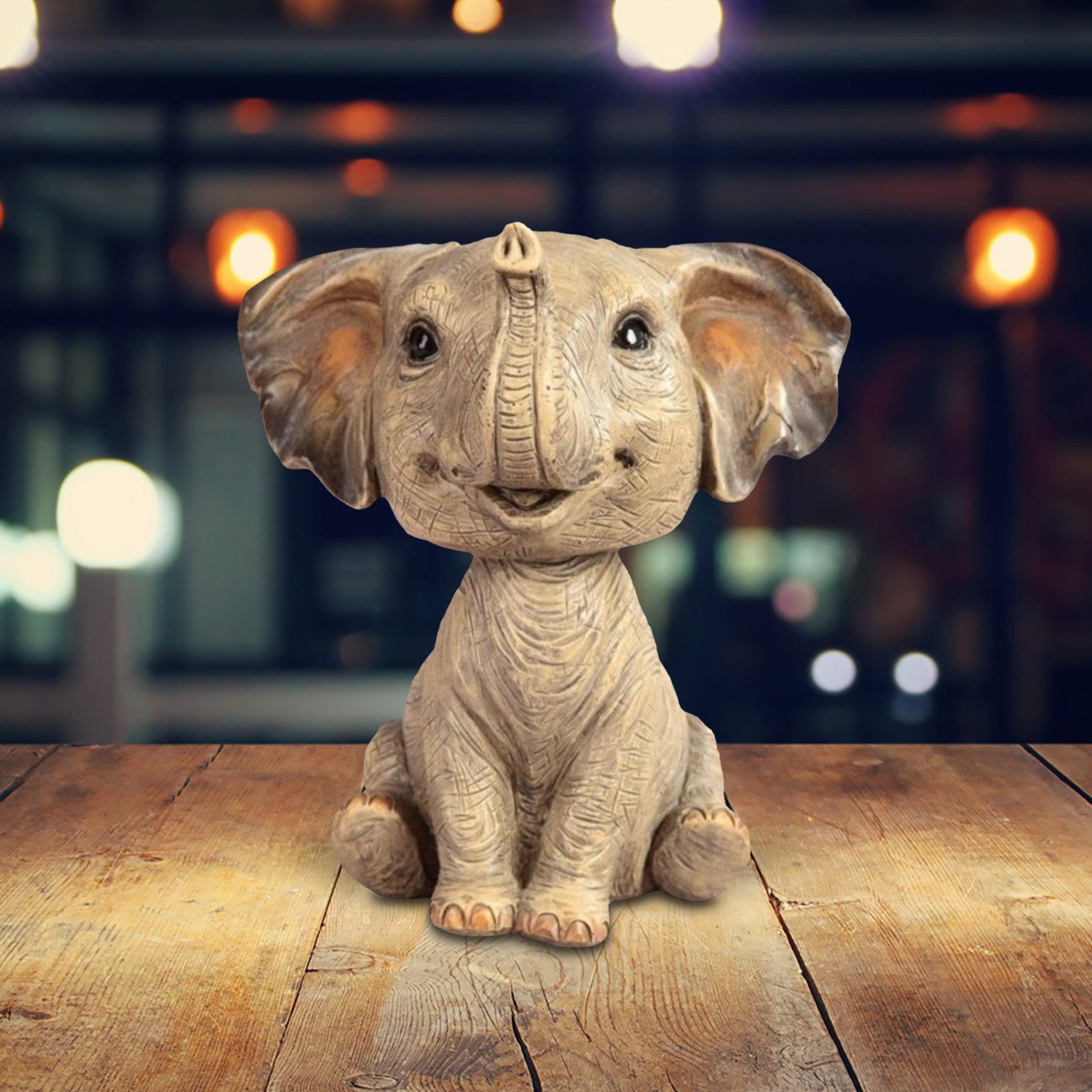 Bungalow Rose Oguzhan 5"H Elephant with bobblehead Figurine Unique